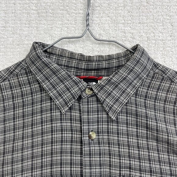 The North Face Button Up Gray Plaid Shirt Outdoors Hiking Shirt Mens ~XL *Read* - Picture 2 of 16